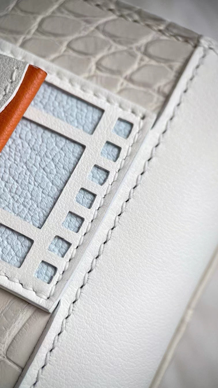 Limited Edition Birkin 20 Faubourg Sellier Bag Neige (Snow) White Matte Alligator