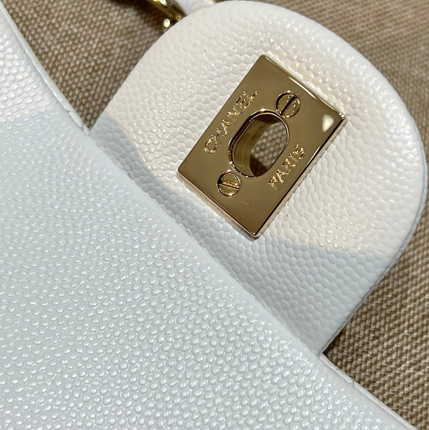 CH MINI CLASSIC HANDBAG 20 Small Grained Calfskin White