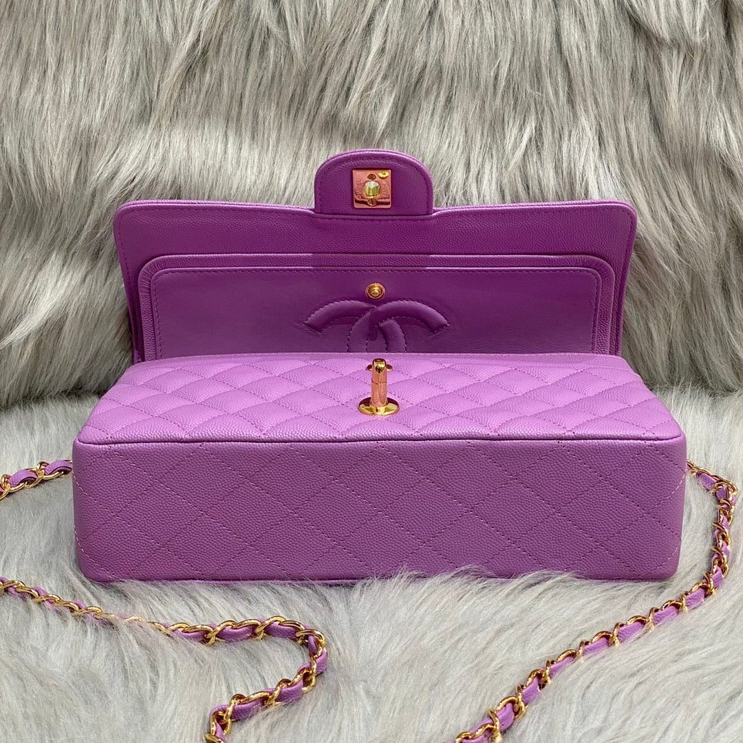 CH CLASSIC 11.12 HANDBAG 25.5 Small Grained Calfskin Taro Purple