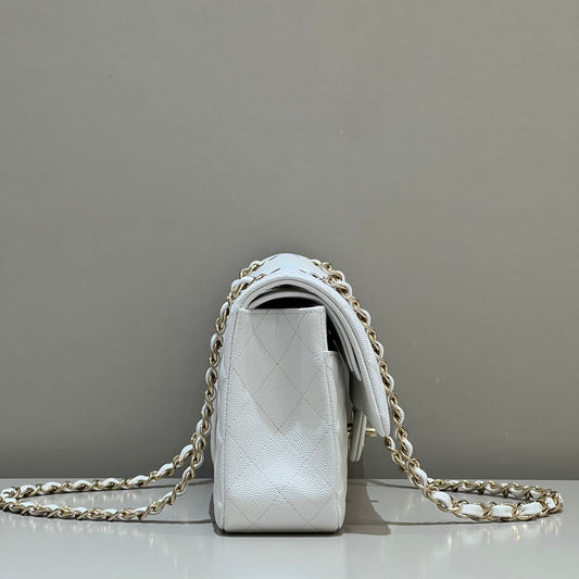 CH CLASSIC 11.12 HANDBAG 25.5 Small Grained Calfskin White