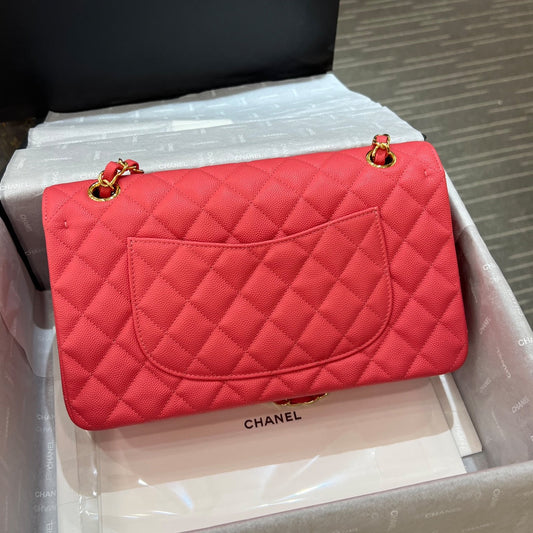 CH CLASSIC 11.12 HANDBAG 25.5 Small Grained Calfskin Orange