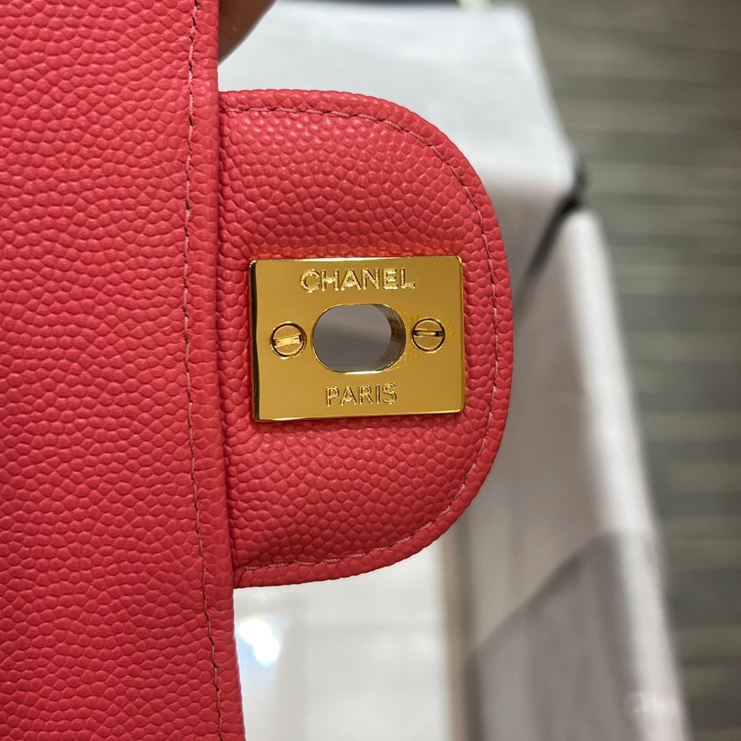 CH CLASSIC 11.12 HANDBAG 25.5 Small Grained Calfskin Orange