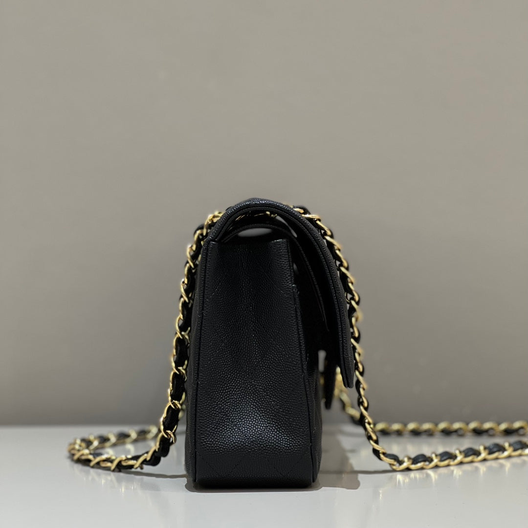 CH CLASSIC 11.12 HANDBAG 25.5 Small Grained Calfskin Black