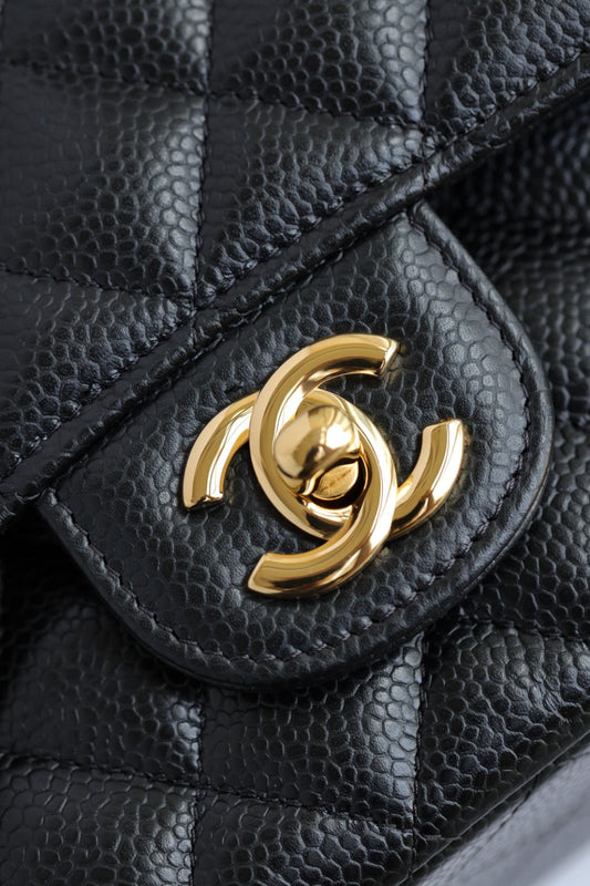 CH CLASSIC 11.12 HANDBAG 25.5 Grained Calfskin Black