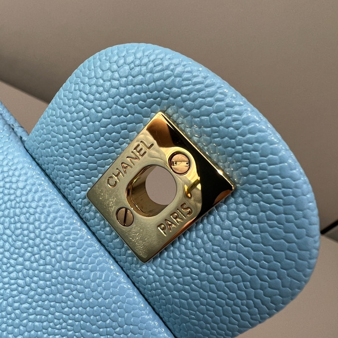 CH CLASSIC 11.12 HANDBAG 25.5 Grained Calfskin Blue