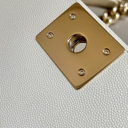 CH SMALL BOY HANDBAG 20 Small Grained Calfskin Ivory White