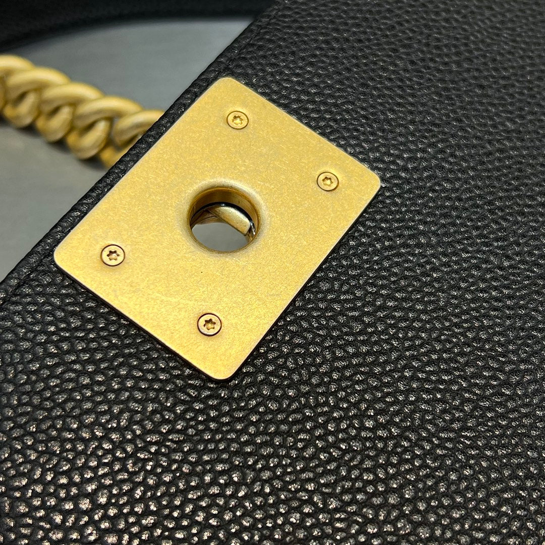 CH SMALL BOY HANDBAG 20 Grained Calfskin Black