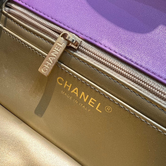 CH CF20 Golden Globe CLASSIC HANDBAG Lambskin Taro Purple