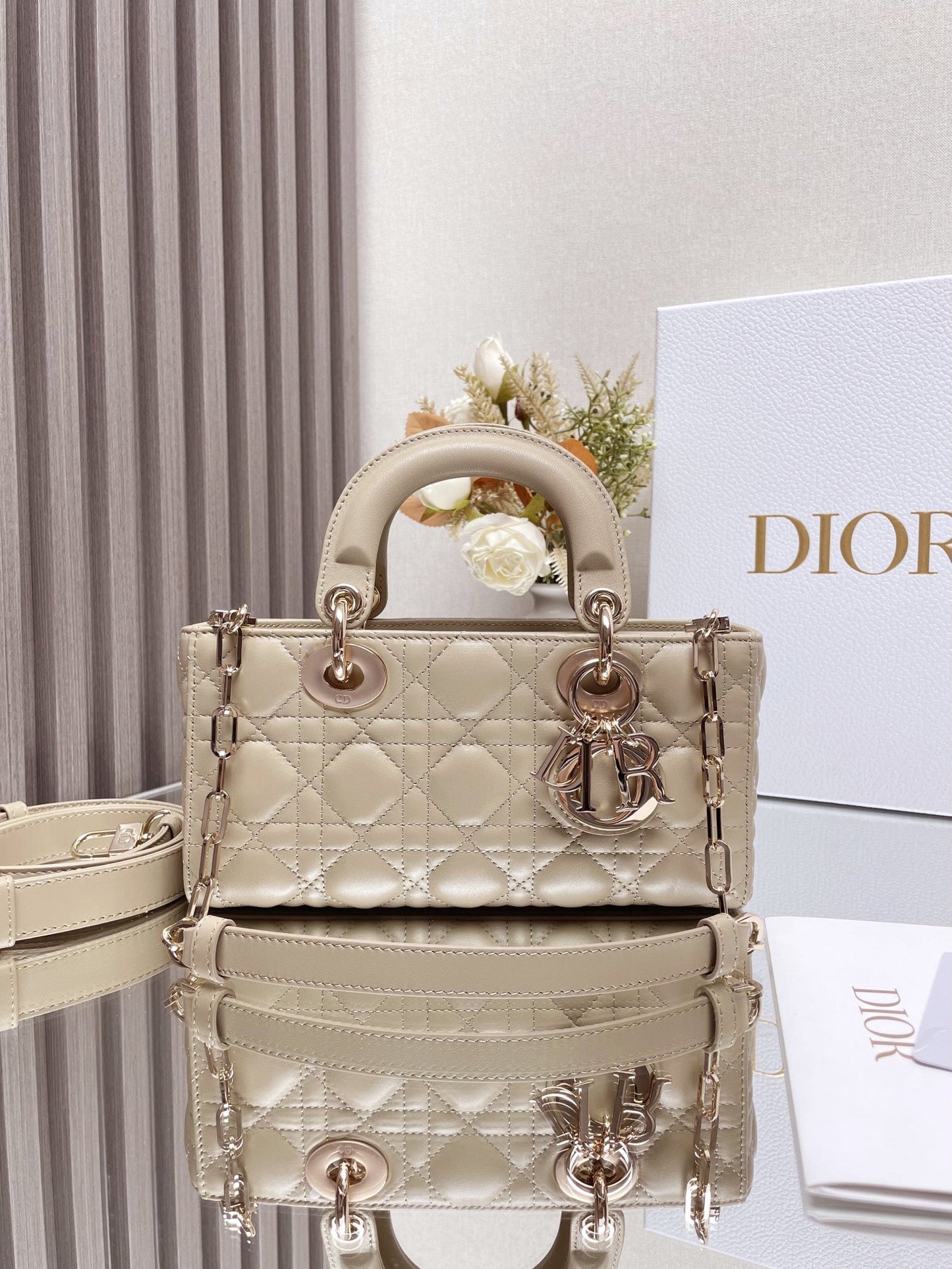 DO Micro / Small / Medium Lady D-Joy Bag Sand-Colored Cannage Lambskin