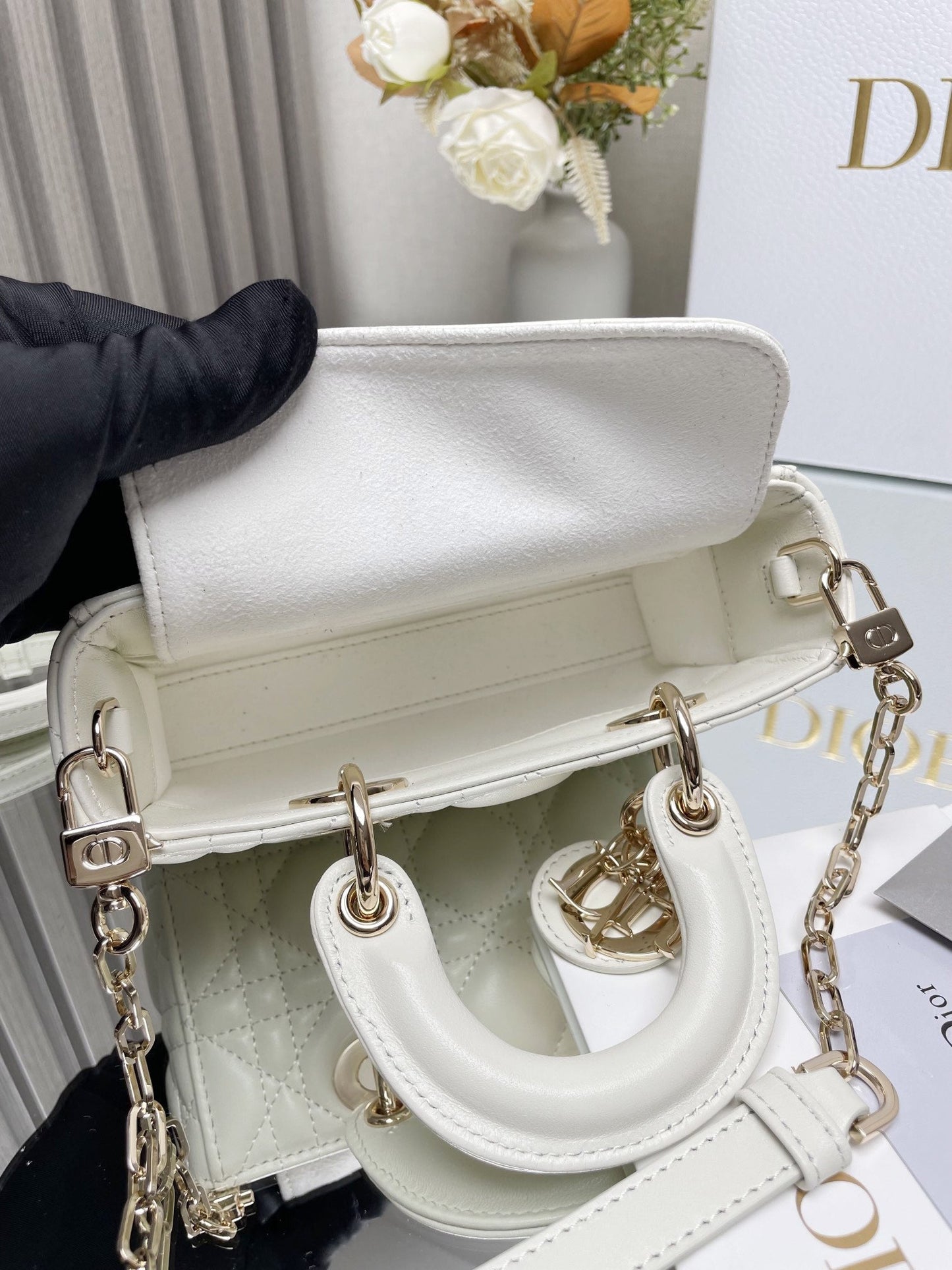 DO Micro / Small / Medium Lady D-Joy Bag Latte Cannage Lambskin