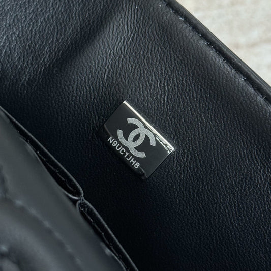 CH Classic 11.12 Handbag 25.5 Printed Denim & Ruthenium-Finish Metal Black