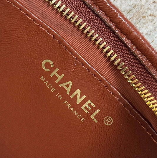 CH Hobo Handbag Shiny Calfskin & Gold-Tone Metal