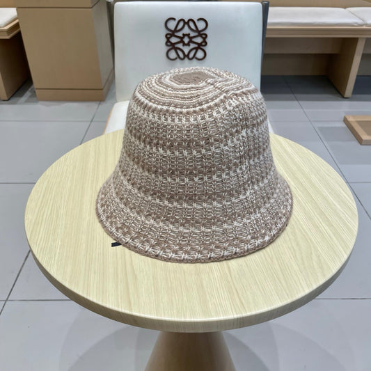 Loe autumn and winter striped knitted bucket hat
