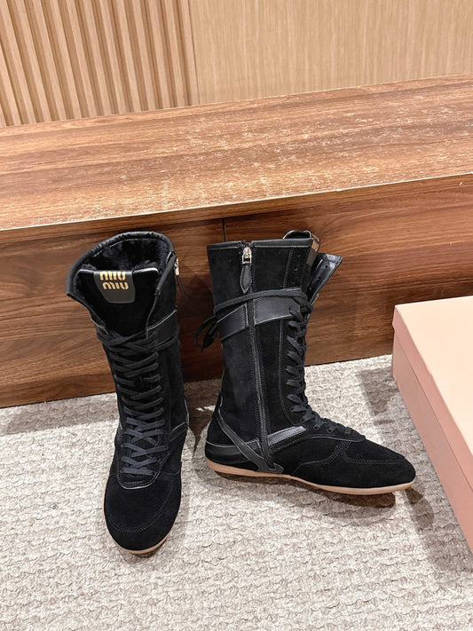 Miu NEW wool boxing boots
