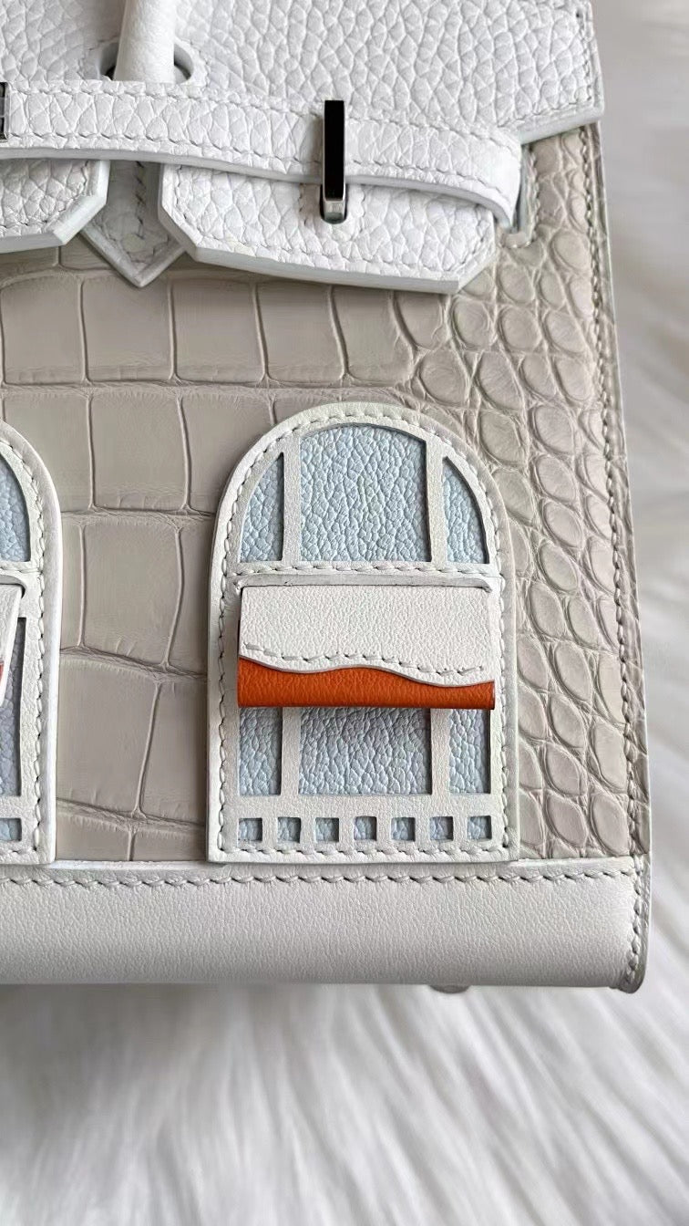 Limited Edition Birkin 20 Faubourg Sellier Bag Neige (Snow) White Matte Alligator