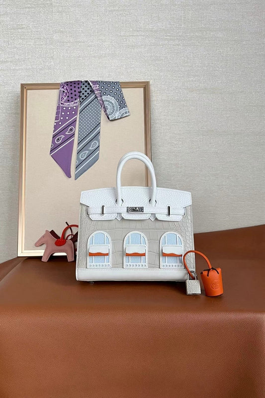 Limited Edition Birkin 20 Faubourg Sellier Bag Neige (Snow) White Matte Alligator