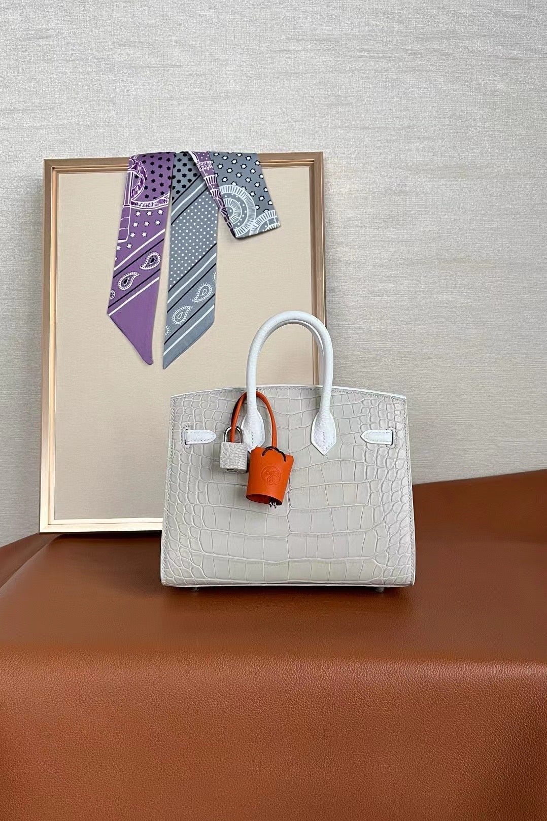 Limited Edition Birkin 20 Faubourg Sellier Bag Neige (Snow) White Matte Alligator