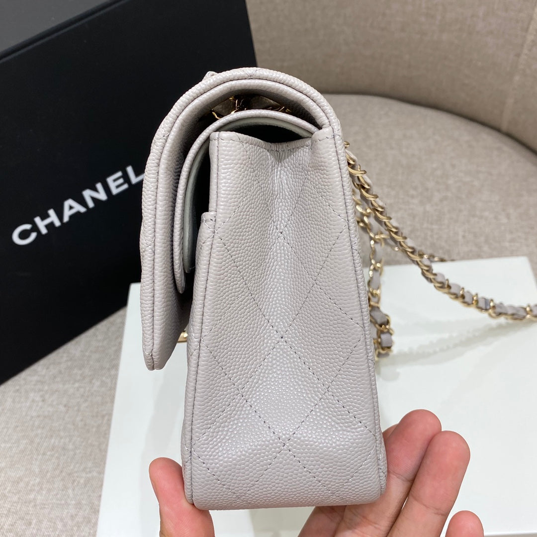 CH CLASSIC 11.12 HANDBAG 25.5 Small Grained Calfskin Elephant Gray