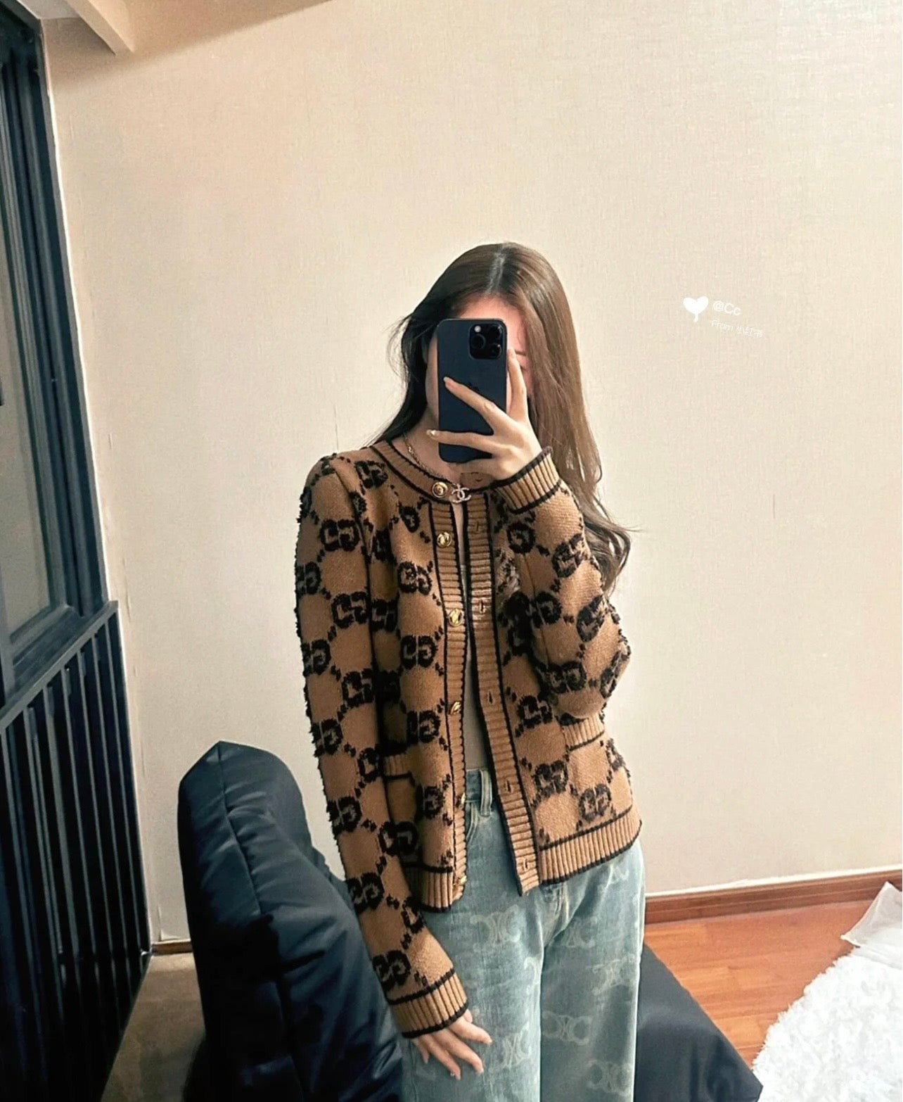 Guc 25fw new Wool jacquard cardigan