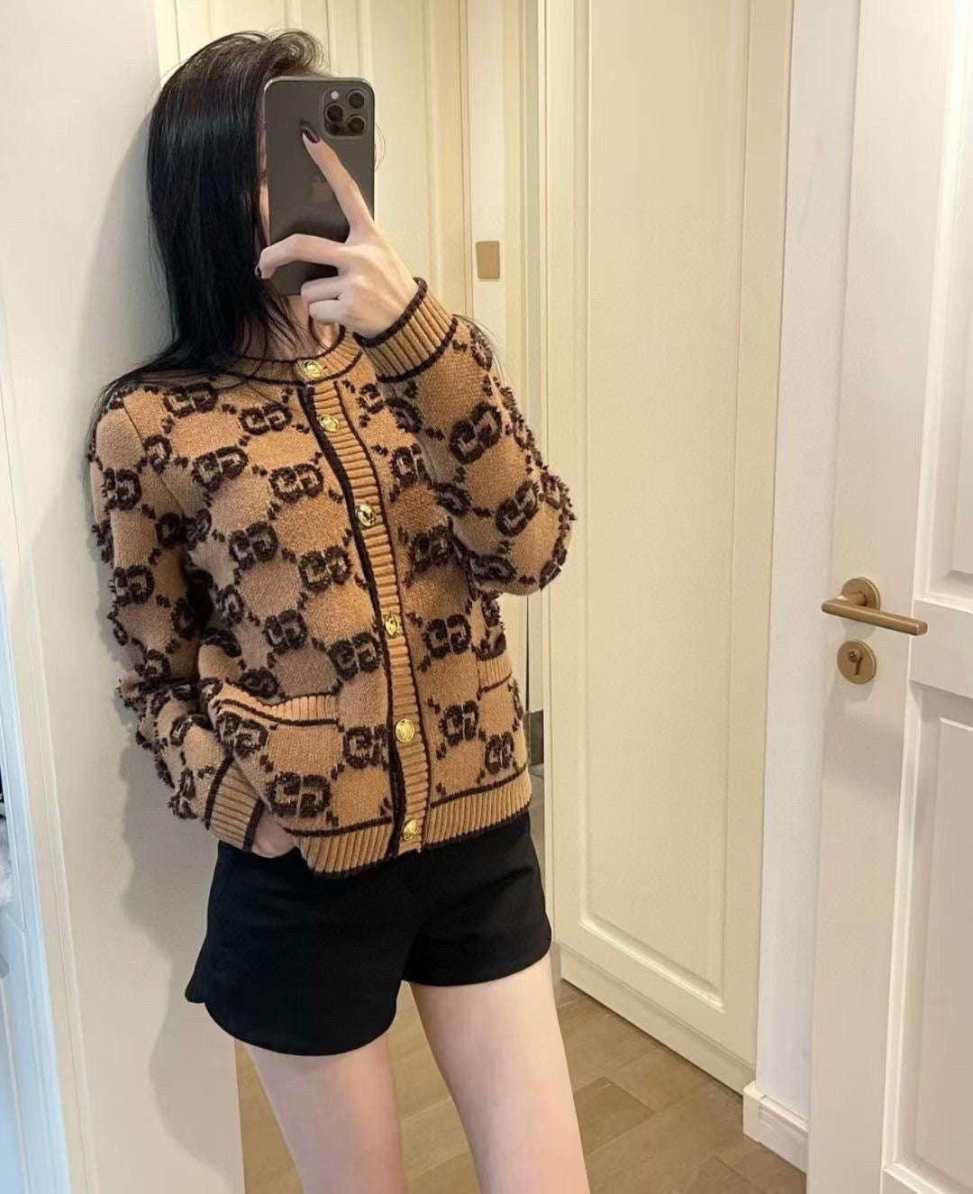 Guc 25fw new Wool jacquard cardigan