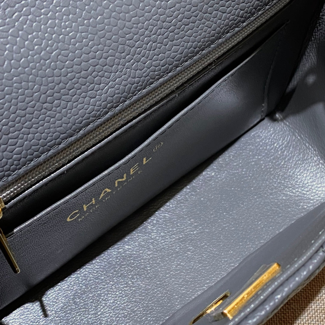 CH  MINI CLASSIC HANDBAG 20 Grained Calfskin Grey