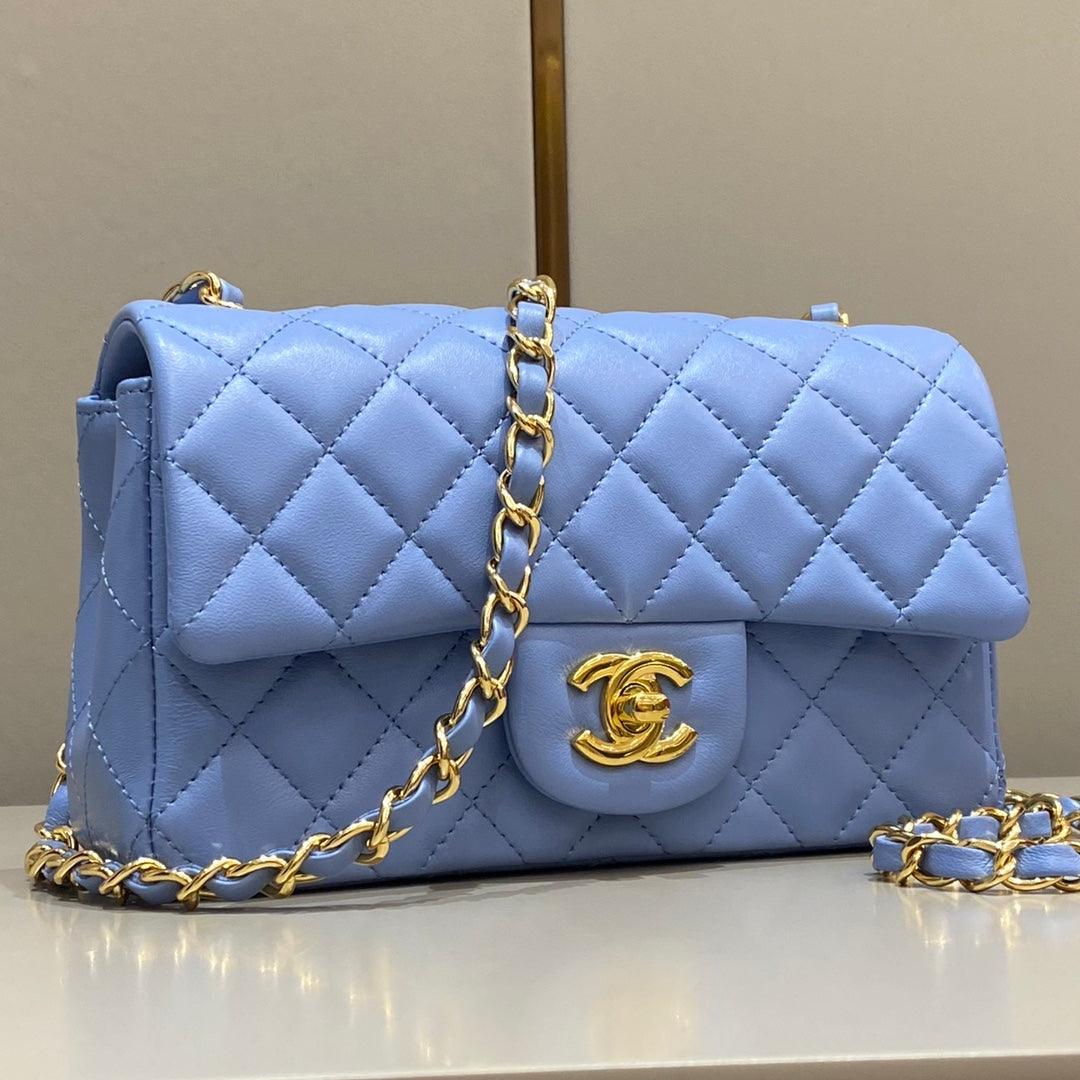 CH MINI CLASSIC HANDBAG 20 Lambskin Denim Blue