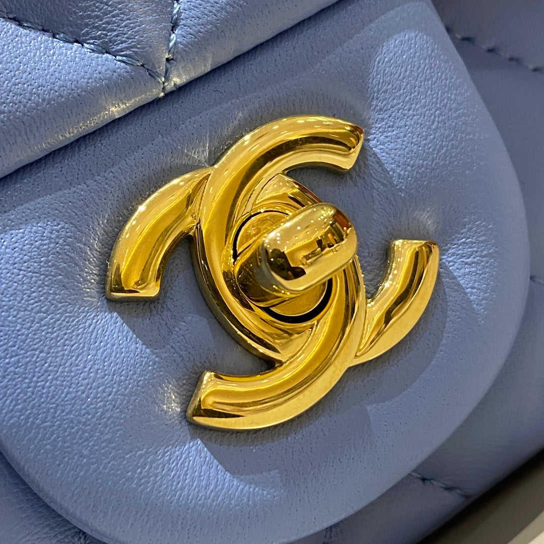 CH MINI CLASSIC HANDBAG 20 Lambskin Denim Blue