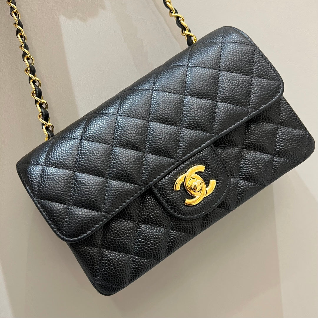 CH MINI CLASSIC HANDBAG 20 Grained Calfskin Black(With Edges)