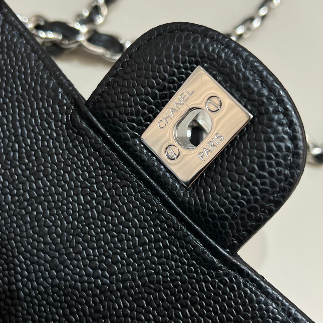 CH MINI CLASSIC HANDBAG 20 Grained Calfskin Black(With Edges)