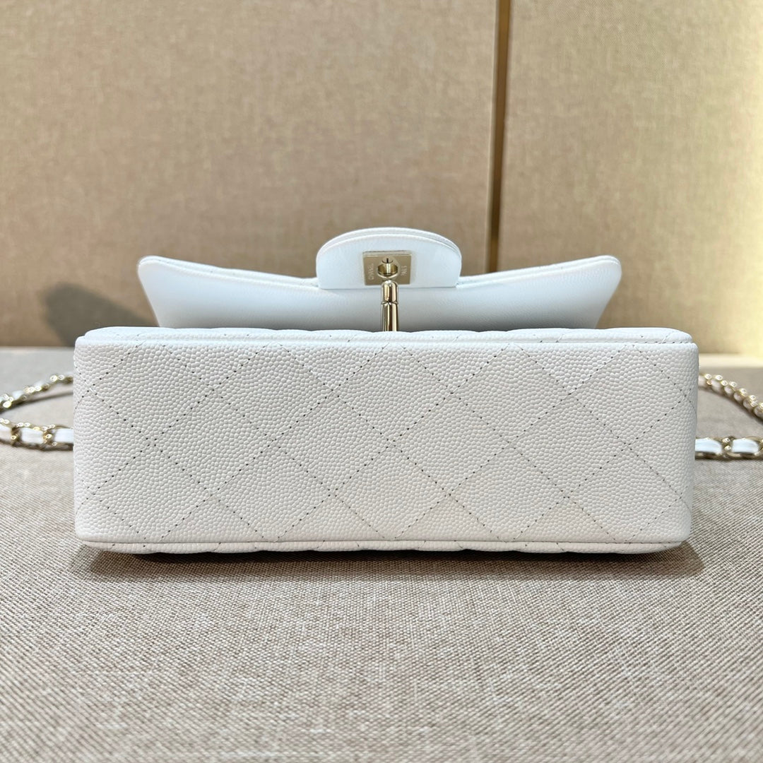 CH MINI CLASSIC HANDBAG 20 Small Grained Calfskin White