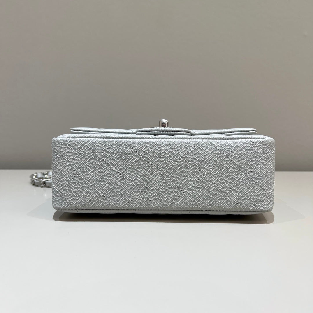 CH  MINI CLASSIC HANDBAG 20 Small Grained Calfskin Elephant Gray