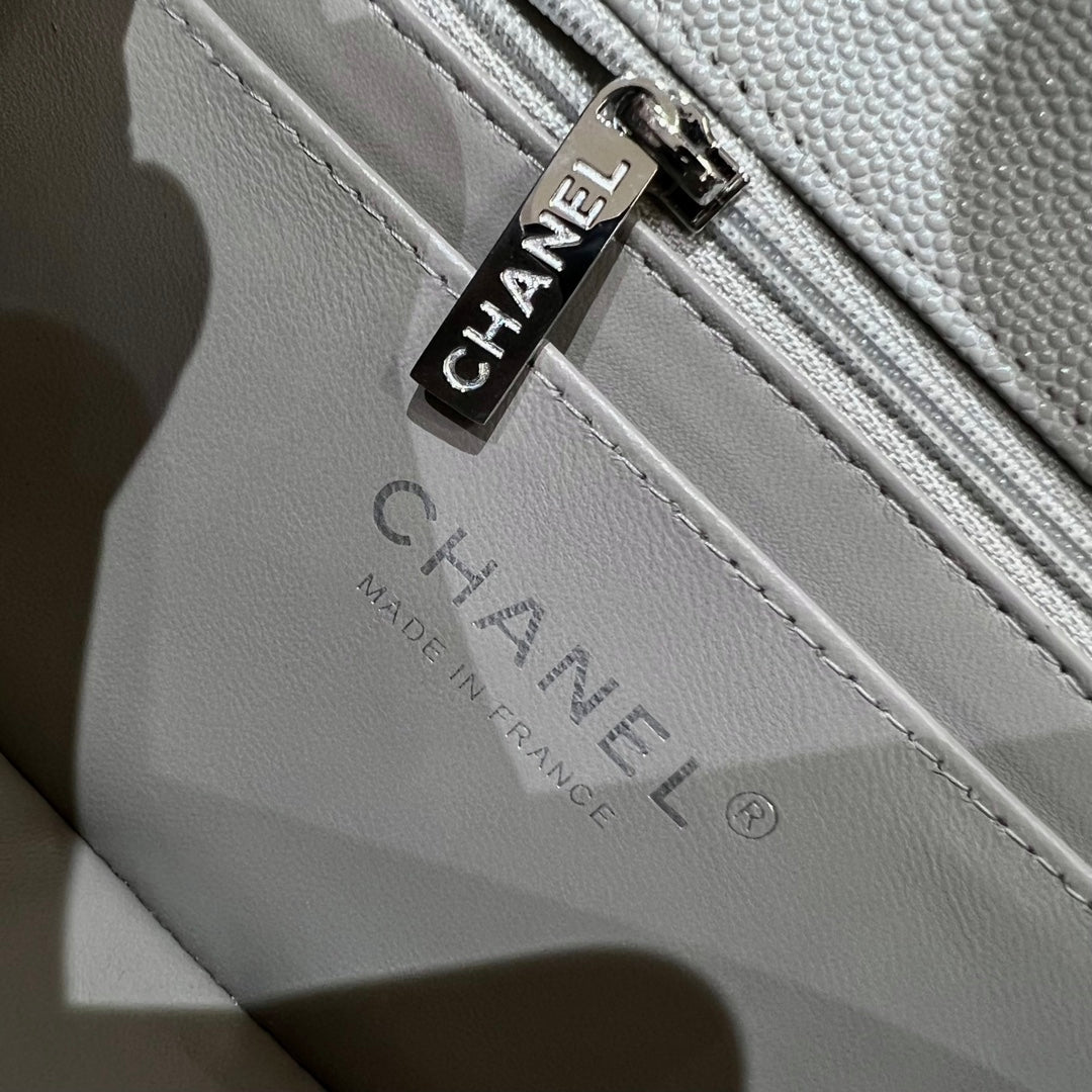 CH  MINI CLASSIC HANDBAG 20 Small Grained Calfskin Elephant Gray