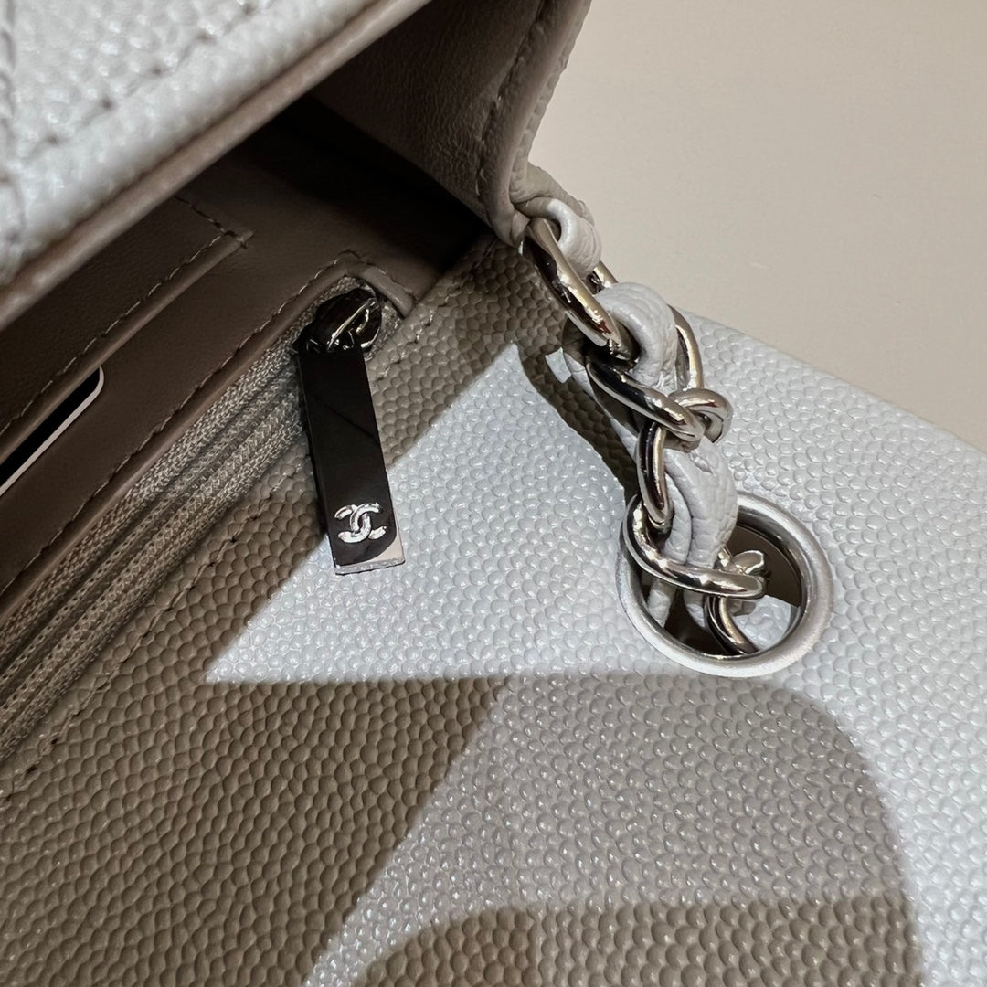 CH  MINI CLASSIC HANDBAG 20 Small Grained Calfskin Elephant Gray