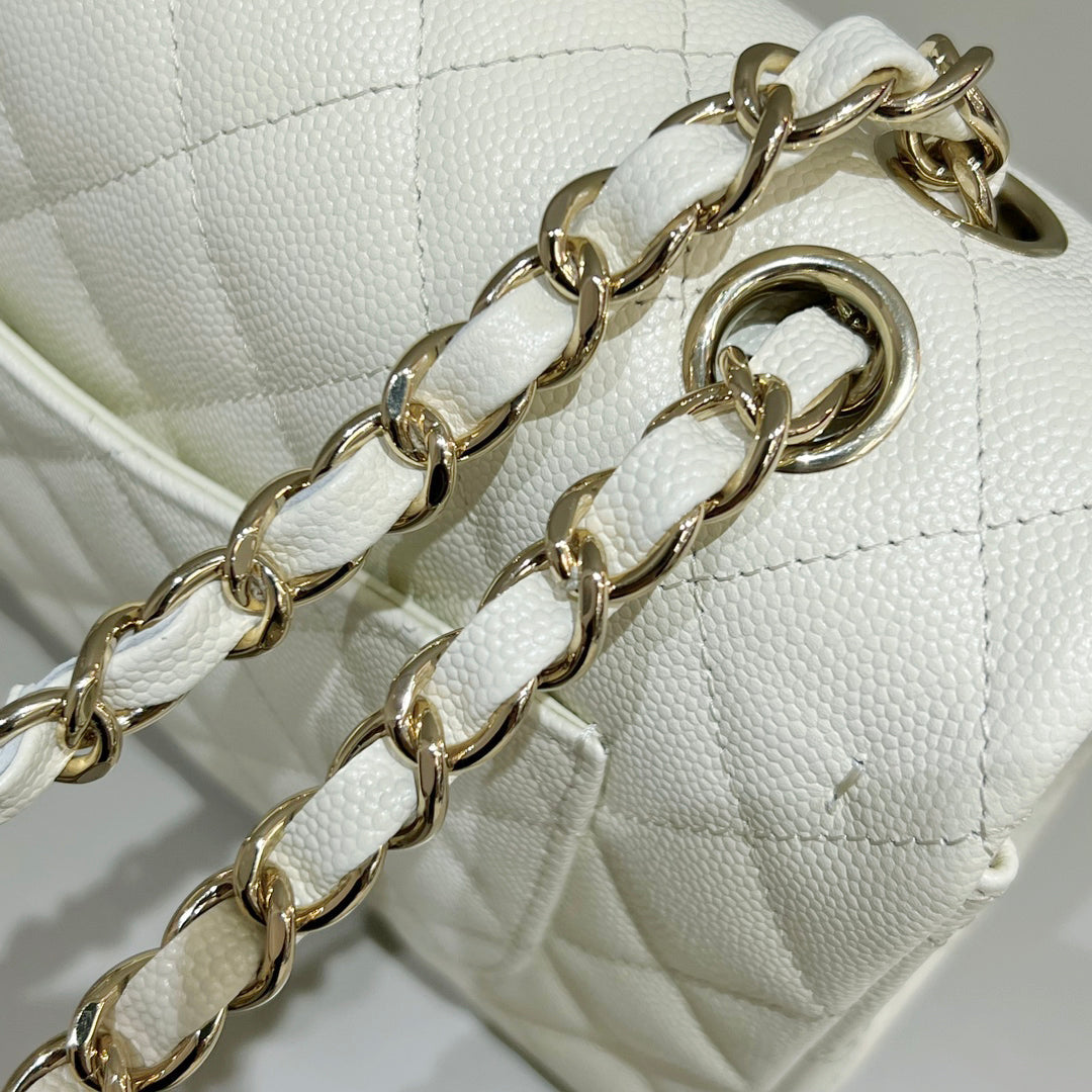 CH  SMALL CLASSIC HANDBAG 23 Small Grained Calfskin Ivory White