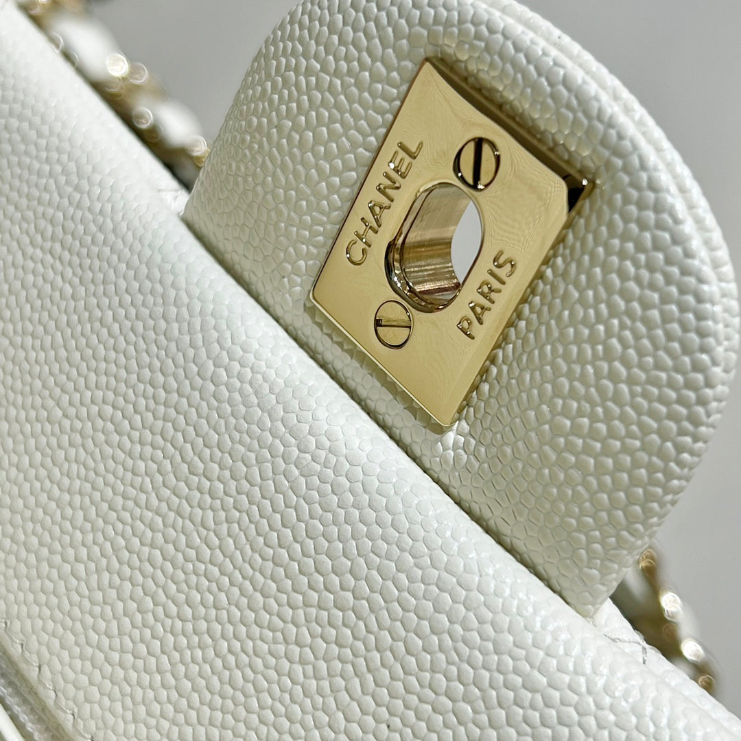 CH  SMALL CLASSIC HANDBAG 23 Small Grained Calfskin Ivory White