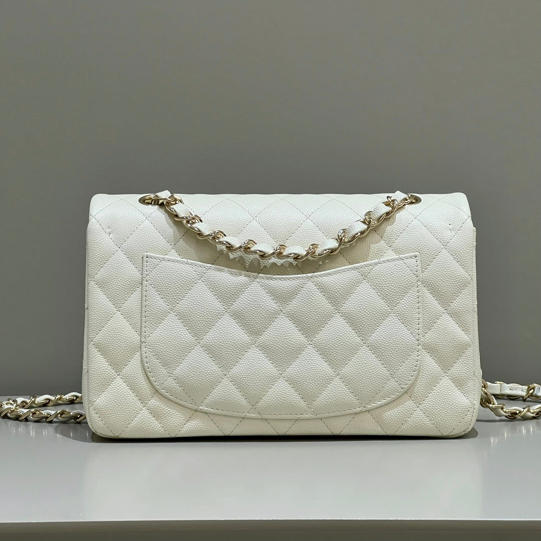 CH  SMALL CLASSIC HANDBAG 23 Small Grained Calfskin Ivory White