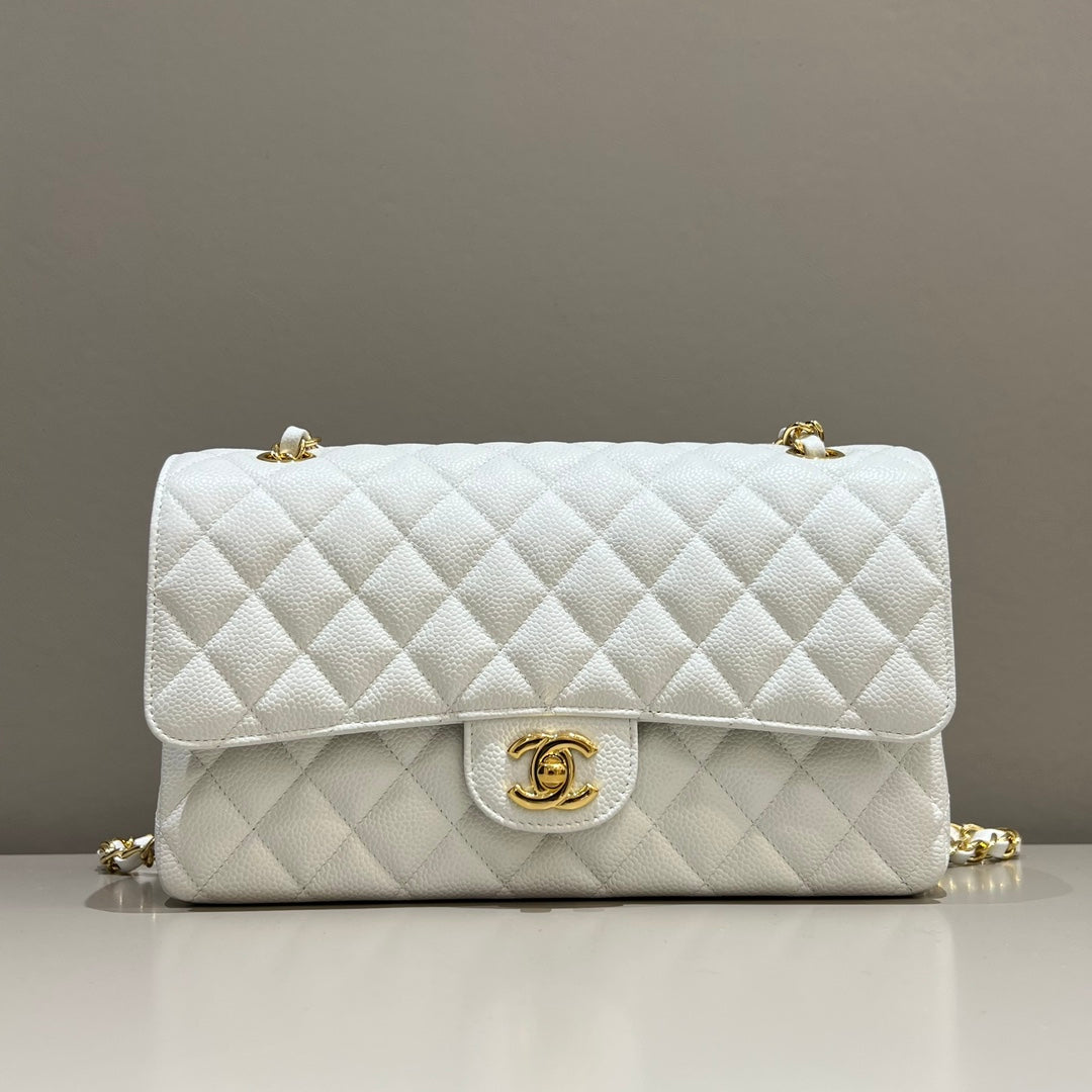 CH CLASSIC 11.12 HANDBAG 25.5 Grained Calfskin White