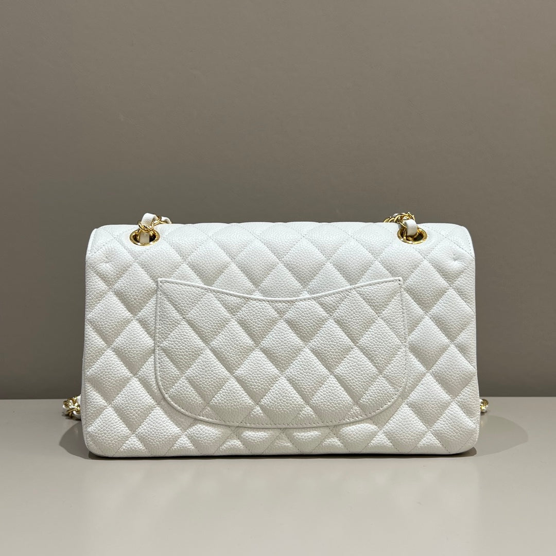 CH CLASSIC 11.12 HANDBAG 25.5 Grained Calfskin White