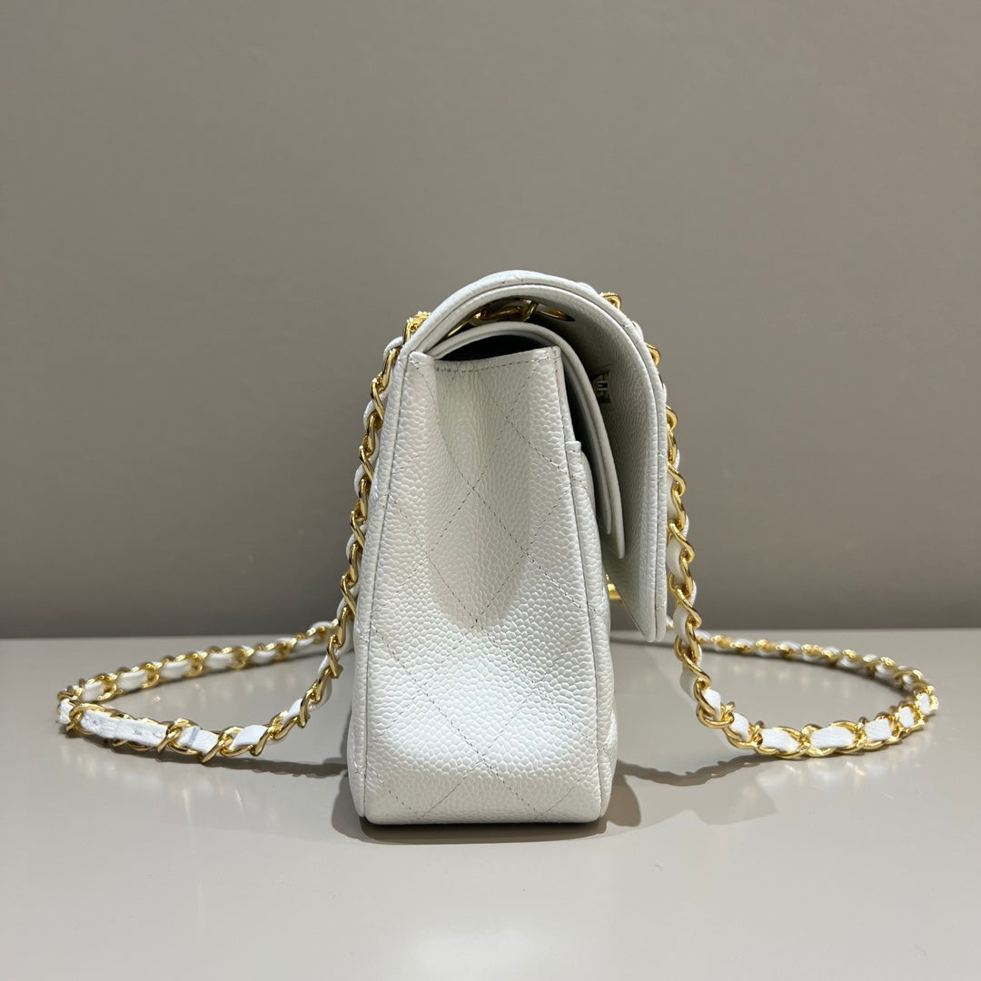 CH CLASSIC 11.12 HANDBAG 25.5 Grained Calfskin White