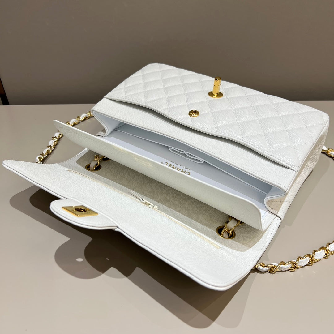 CH CLASSIC 11.12 HANDBAG 25.5 Grained Calfskin White