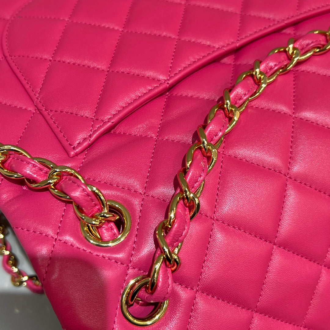 CH  LARGE CLASSIC HANDBAG 30 Lambskin Rose Red