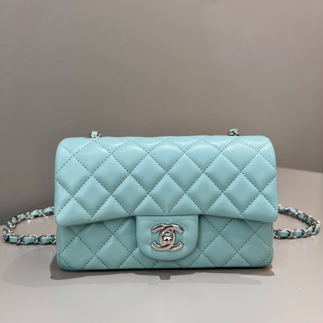 CH  MINI CLASSIC HANDBAG 20 Lambskin Tiffany Blue