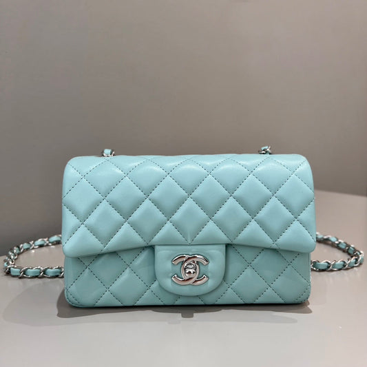 CH  MINI CLASSIC HANDBAG 20 Lambskin Tiffany Blue