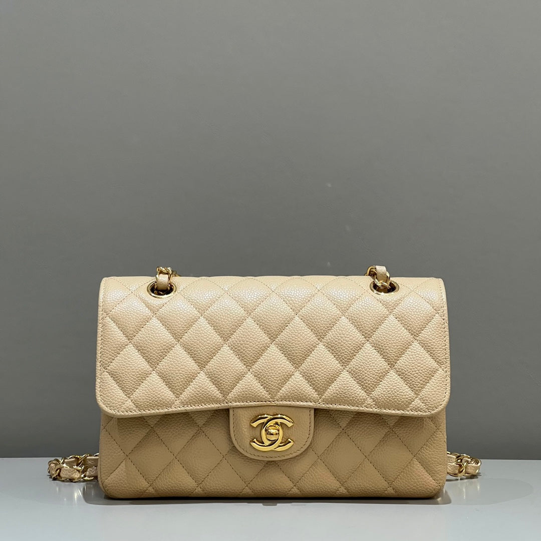 CH SMALL CLASSIC HANDBAG 23 Grained Calfskin Apricot