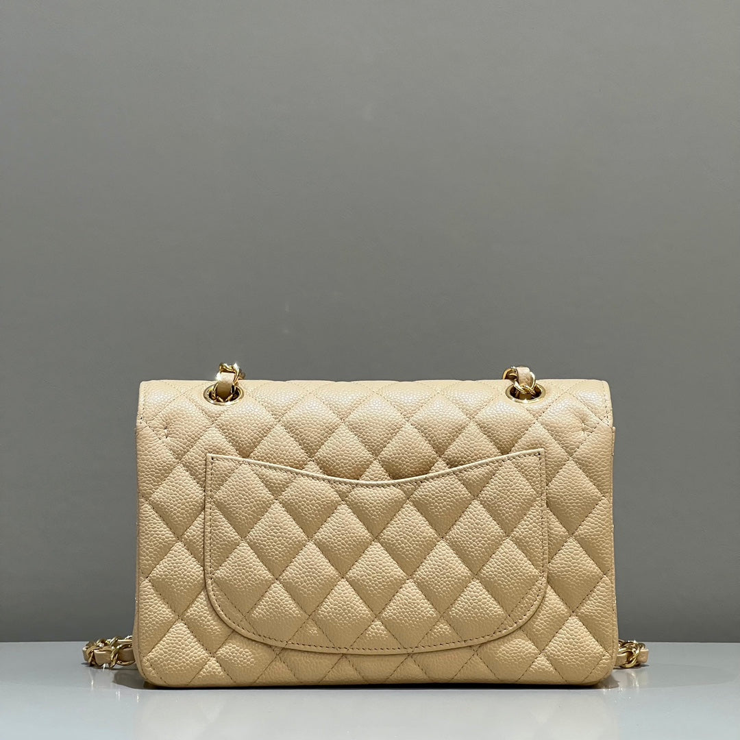 CH SMALL CLASSIC HANDBAG 23 Grained Calfskin Apricot