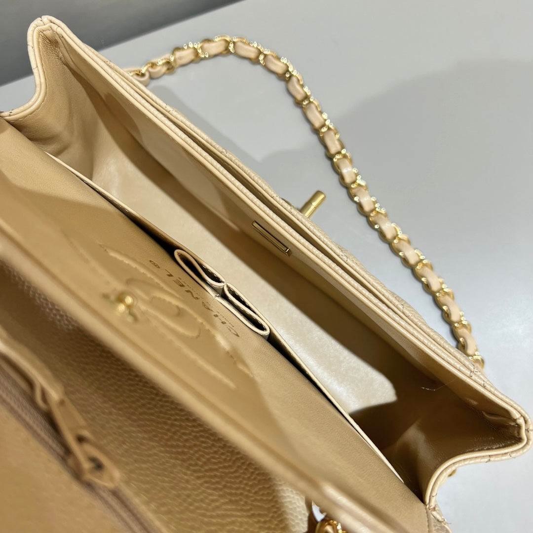 CH SMALL CLASSIC HANDBAG 23 Grained Calfskin Apricot