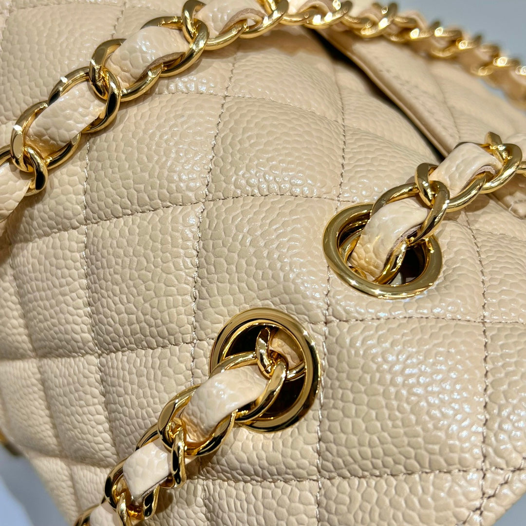 CH SMALL CLASSIC HANDBAG 23 Grained Calfskin Apricot