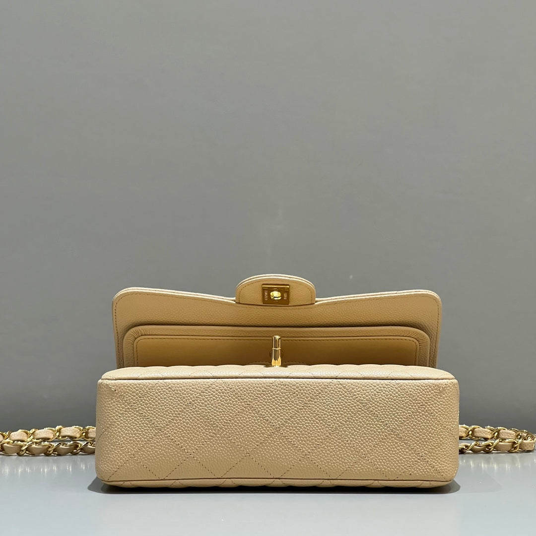 CH SMALL CLASSIC HANDBAG 23 Grained Calfskin Apricot