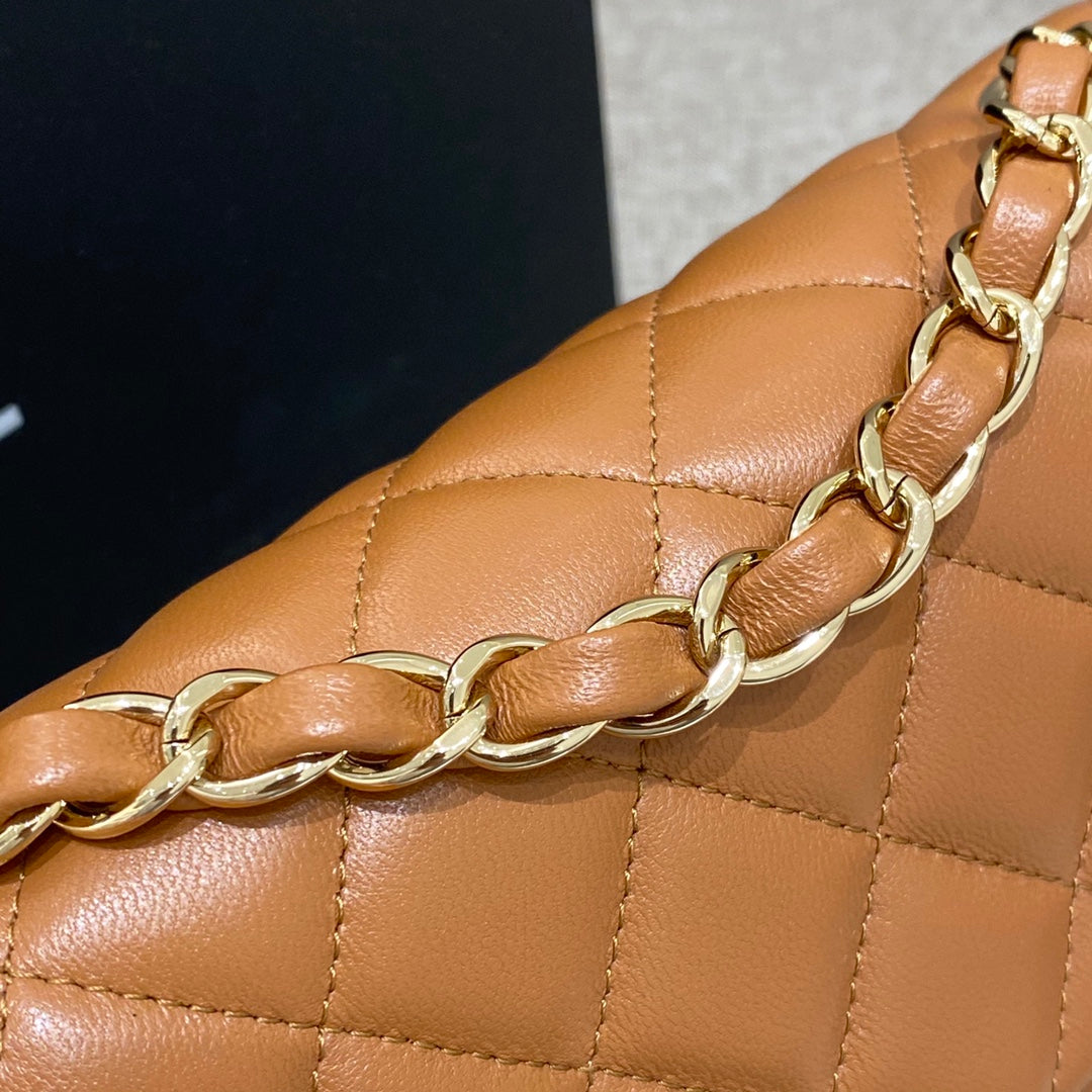 CH  MINI CLASSIC HANDBAG 20 Lambskin Gold Brown