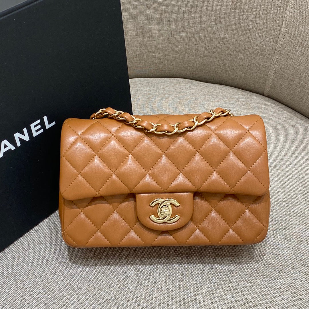 CH  MINI CLASSIC HANDBAG 20 Lambskin Gold Brown